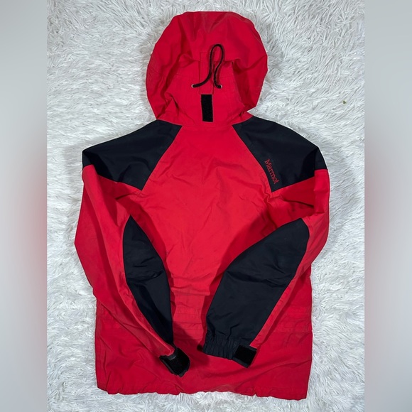 Marmot GoreTex Hooded Shell Jacket Size Small Red and Black - Picture 2 of 13